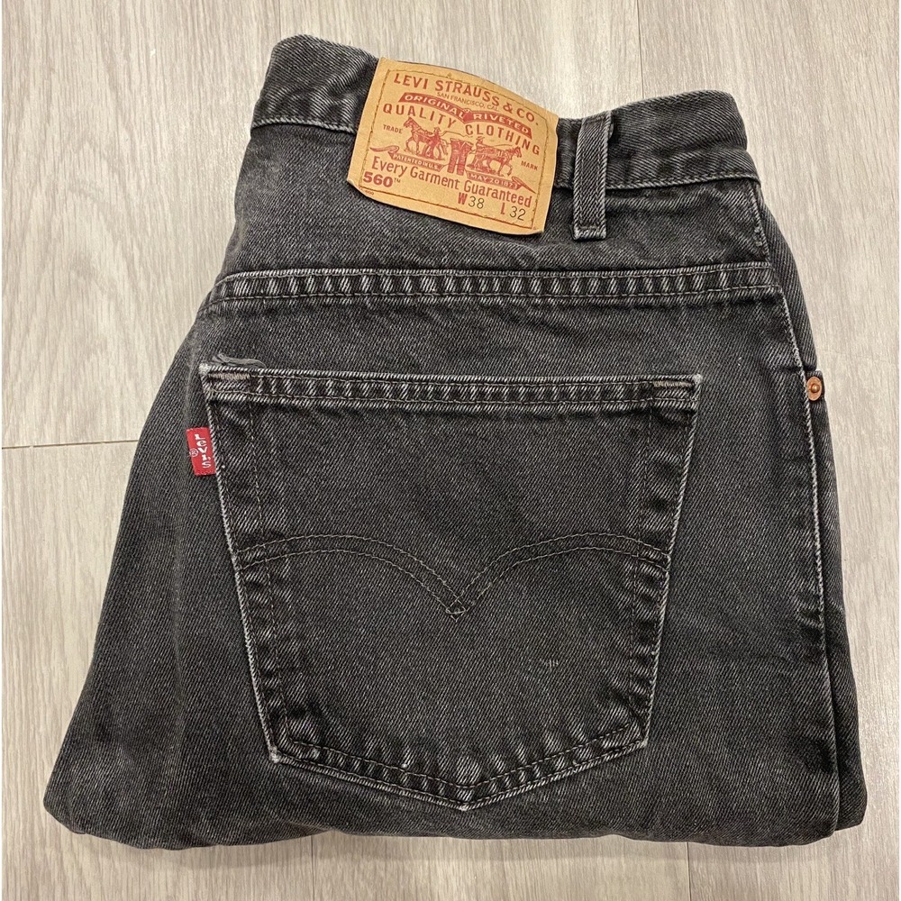 Vintage Levi's‎ 560 Jeans 38x32 Loose Fit Tapered Leg Black Men's